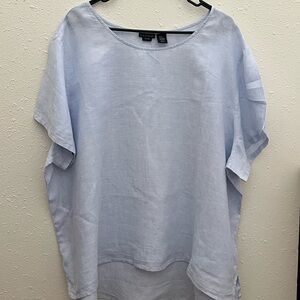 Tahari Light Blue 100% Linen Women’s Top Size 3X Excellent Condition